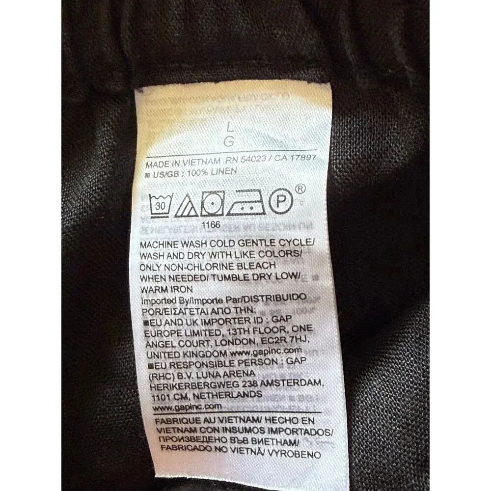 Banana Republic Black 100% Linen High Rise Wide Leg Pull On Ankle Pants Size L